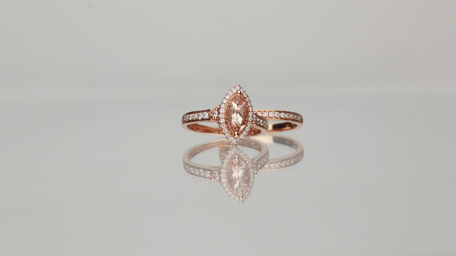 Esperanza 14K Rose Gold Marquise-Cut Madagascar Morganite Ring