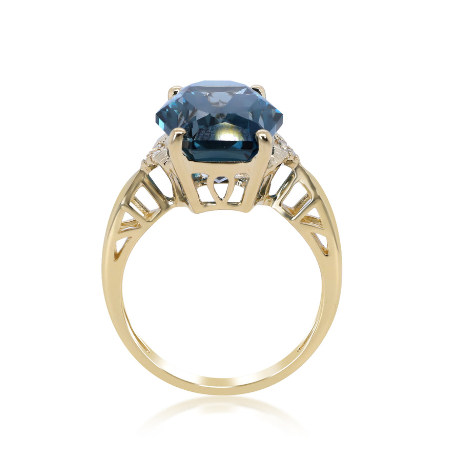 Alora 14 Yellow Gold Cushion-cut Brazilian London Blue Topaz Ring