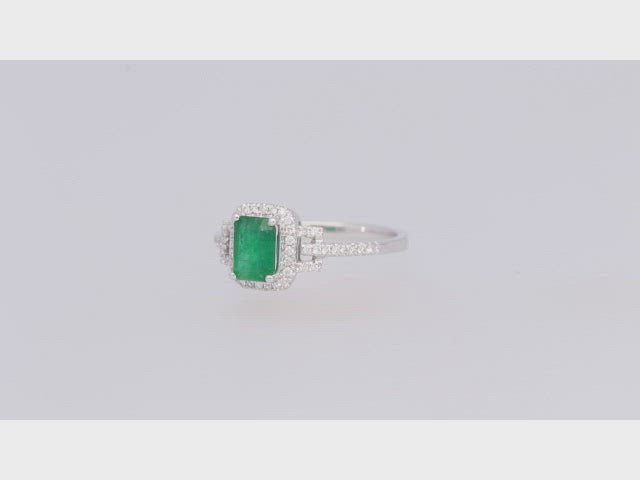 Elliana 14K White Gold Emerald-Cut Natural Zambian Emerald Ring