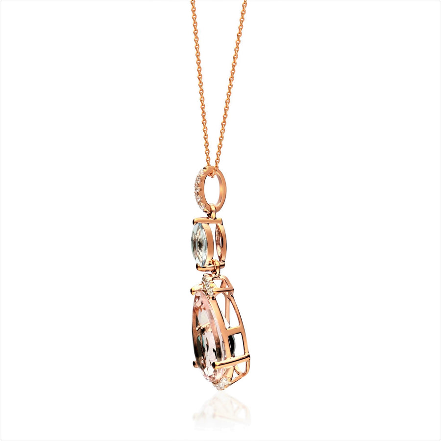 Vera 10K Rose Gold Pear-Cut Madagascar Morganite Pendant