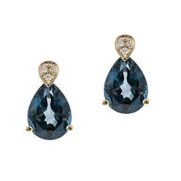 Princess 10K Yellow Gold Pear-Cut Brazilian London Blue Topaz Earring