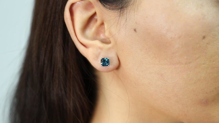 Camille 14K White Gold Cushion-Cut Brazilian London Blue Topaz Earring