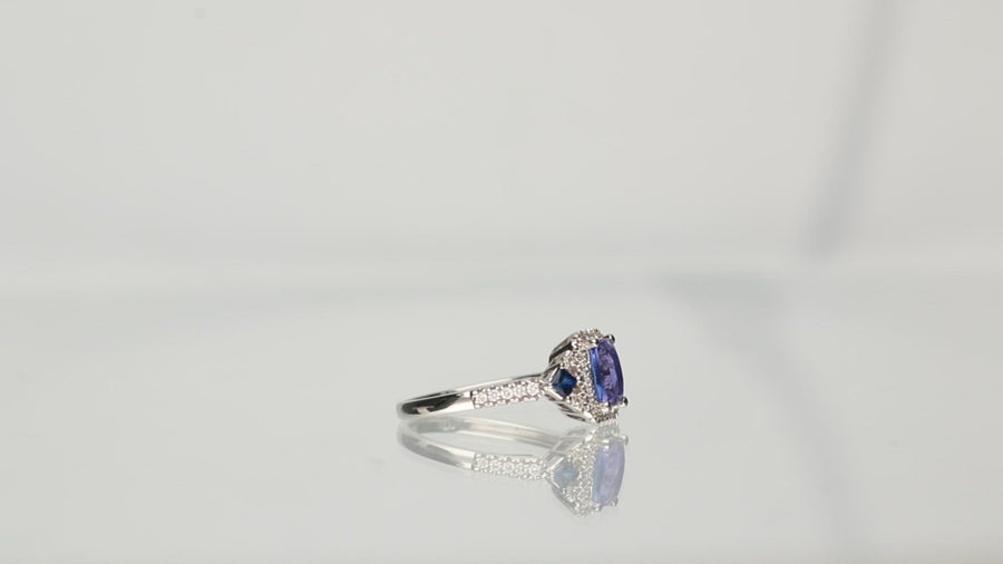 Iris 14K White Gold Cushion-Cut Tanzanian Tanzanite Ring