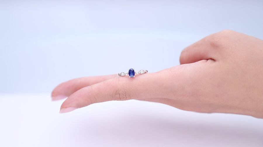 Amelia 10K White Gold Oval-Cut Ceylon Blue Sapphire Ring