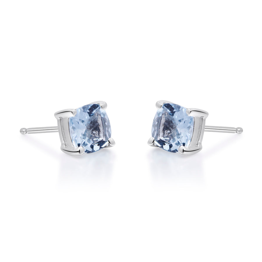 Abigail 14K White Gold Round-Cut Brazilian Aquamarine Earrings