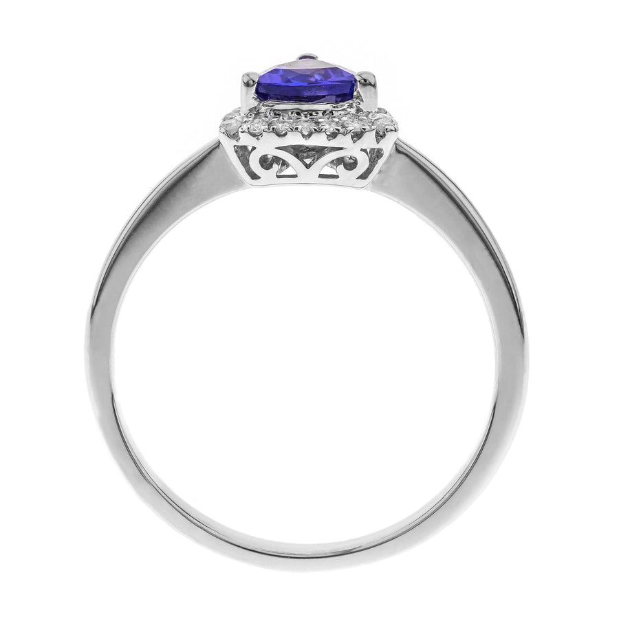 Isabella 10K White Gold Pear-Cut Tanzanian Tanzanite Ring