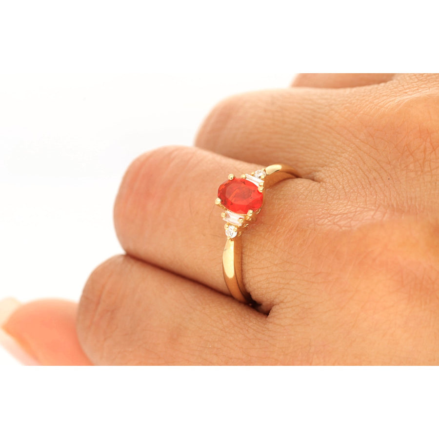 Julia 14K Yellow Gold Oval-Cut Mexican Fire Opal Ring