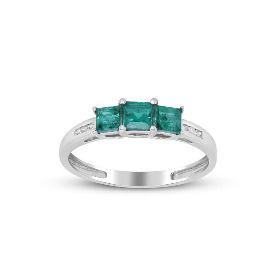 Valentina: 14K White Gold Ring with Square-Cut Natural Zambian Emerald