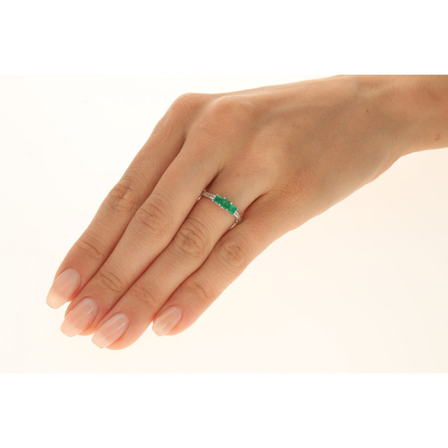 Valentina: 14K White Gold Ring with Square-Cut Natural Zambian Emerald