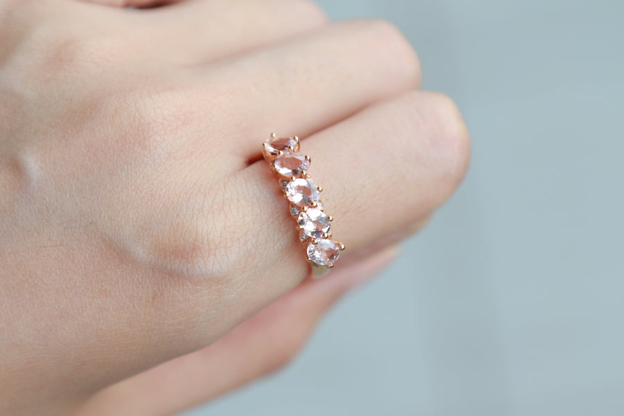 Kylee 10K Rose Gold Round-Cut Madagascar Morganite Ring