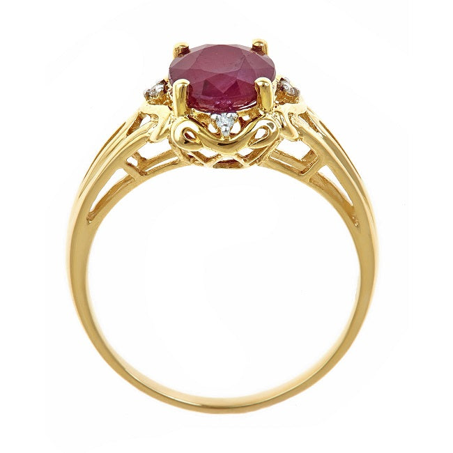 Chana 10K Yellow Gold Oval-Cut Mozambique Ruby Ring