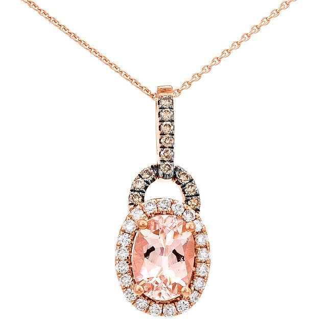 Lucy 10K Rose Gold Oval-Cut Madagascar Morganite Pendant