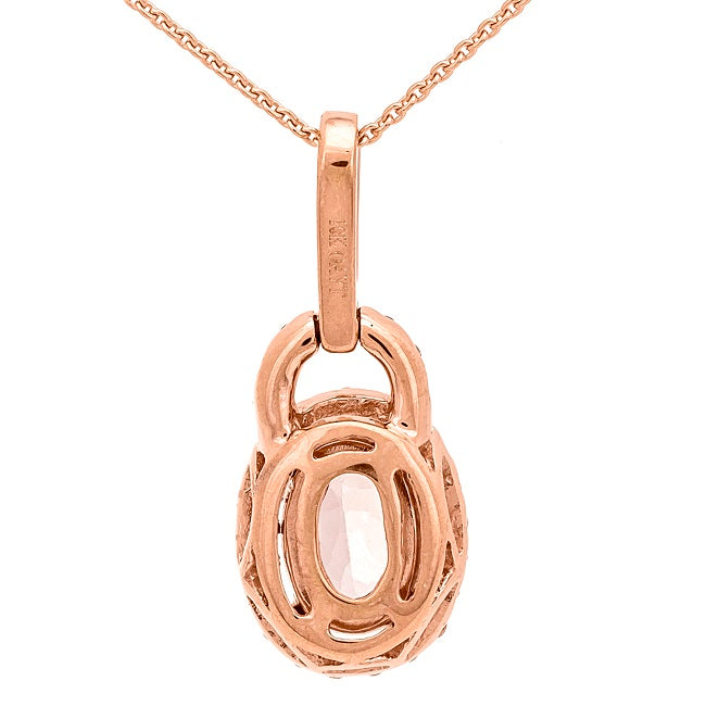 Lucy 10K Rose Gold Oval-Cut Madagascar Morganite Pendant