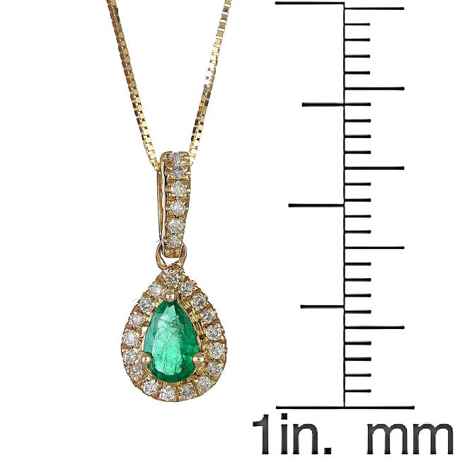 Andi 10K Yellow Gold Pear-Cut Natural Zambian Emerald Pendant