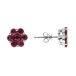 Adeline 14K White Gold Round-Cut Mozambique Ruby Earrings