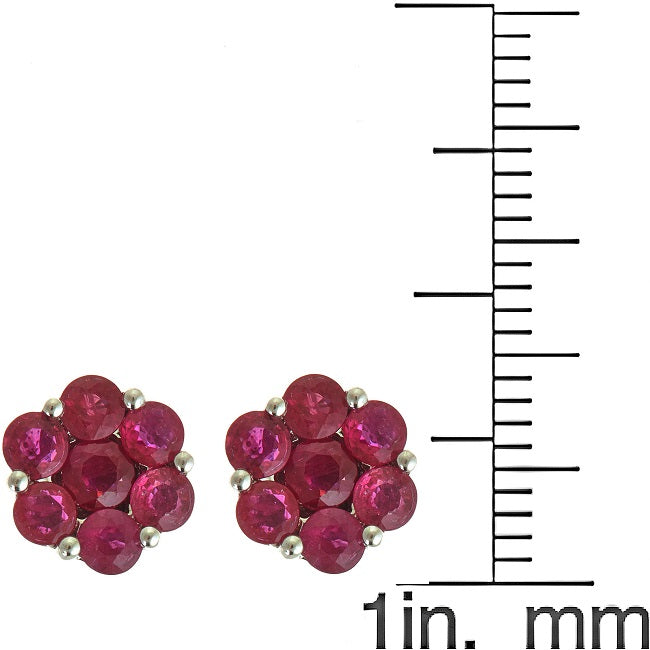 Adeline 14K White Gold Round-Cut Mozambique Ruby Earrings