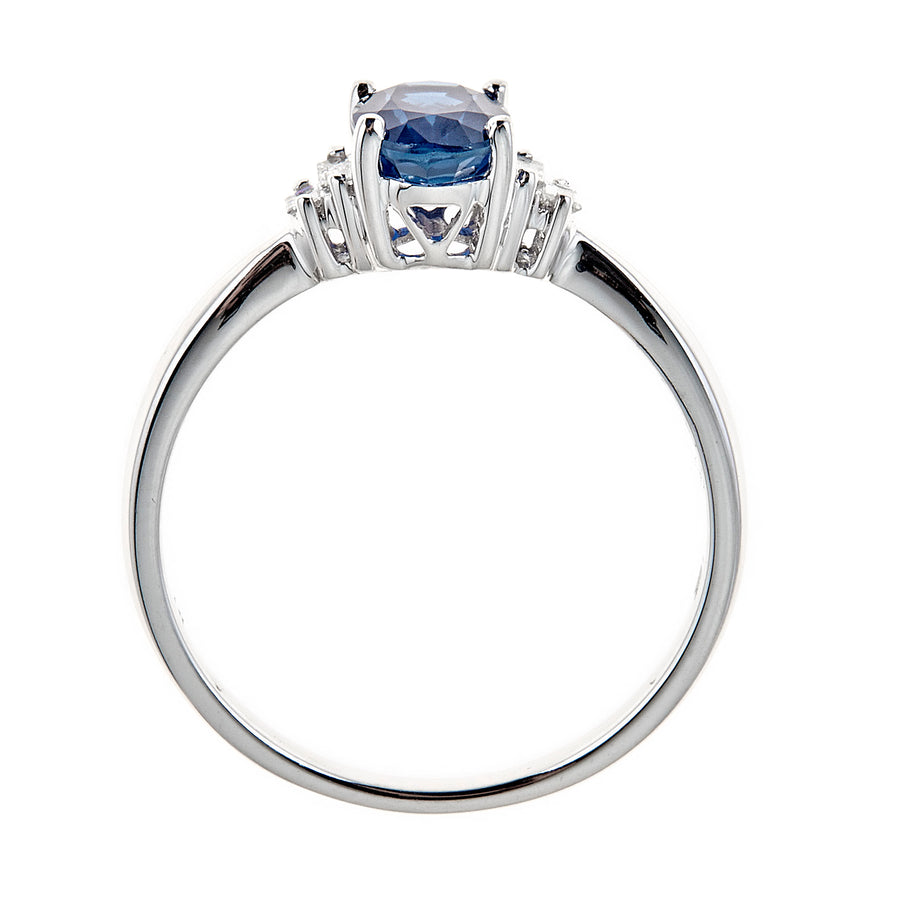 Adrianna 10K White Gold Oval-Cut Ceylon Blue Sapphire Ring