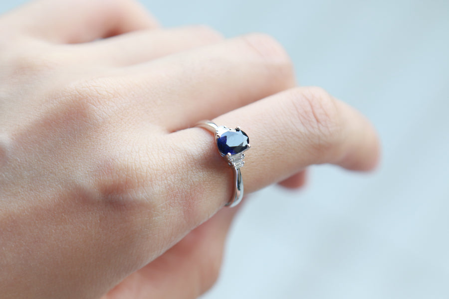 Adrianna 10K White Gold Oval-Cut Ceylon Blue Sapphire Ring