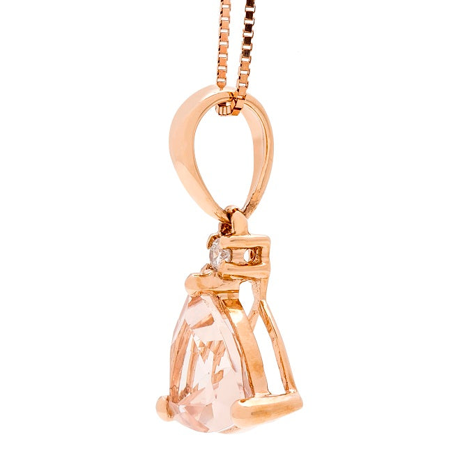 Navy 10K Rose Gold Trillion-Cut Madagascar Morganite Pendant