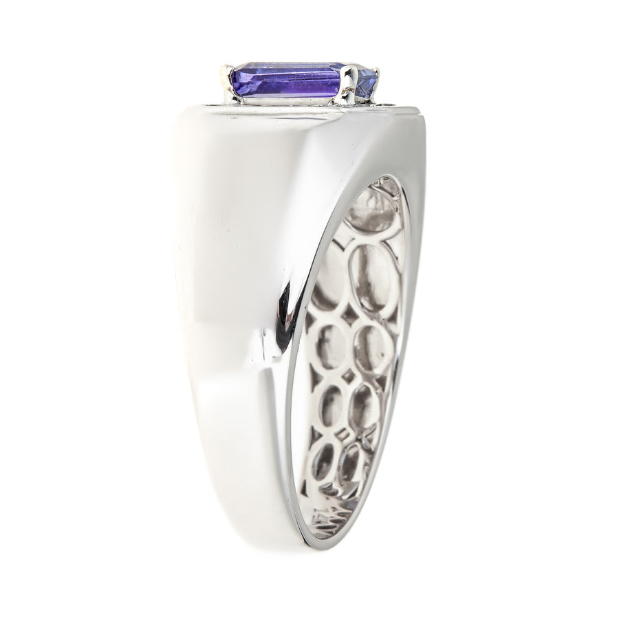 Isabelle 10K White Gold Emerald-Cut Tanzanian Tanzanite Ring