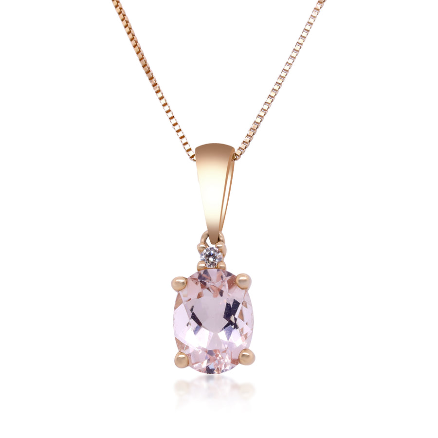 Jane 10K Rose Gold Oval-Cut Madagascar Morganite Pendant