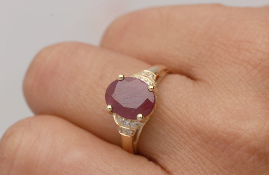 Kinsley 14K Yellow Gold Oval-Cut  Mozambique Ruby Ring