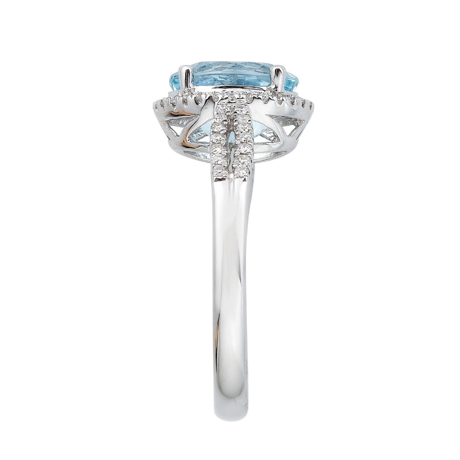 Alina 10K White Gold Oval-Cut Brazilian Aquamarine Ring