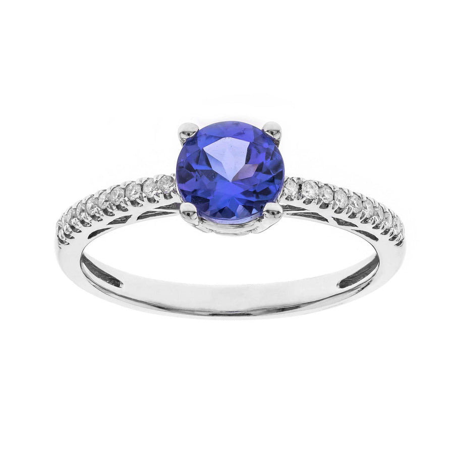 Megan 10K White Gold Round-Cut Tanzanian Tanzanite Ring