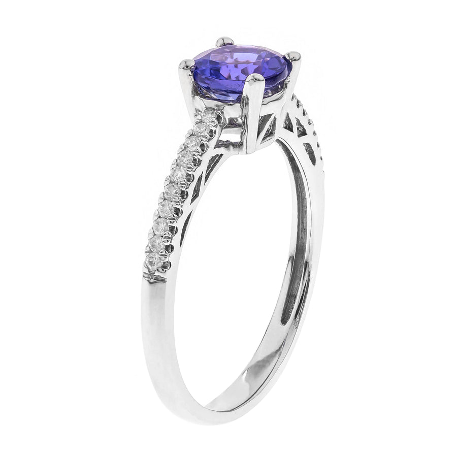 Megan 10K White Gold Round-Cut Tanzanian Tanzanite Ring