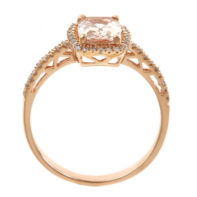 Theodora 10K Rose Gold Cushion-Cut Madagascar Morganite Ring