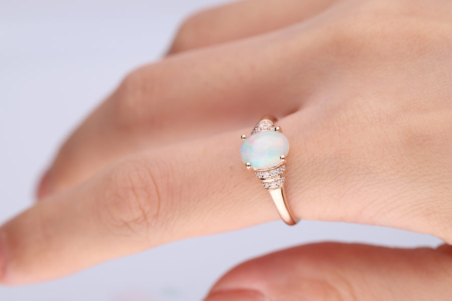 Daniela 14K Rose Gold Oval-Shape Natural African Opal Ring