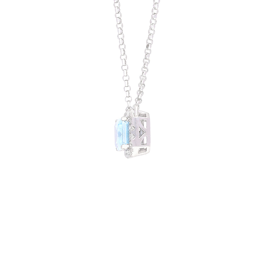 Eliza 14K White Gold Emerald-Cut Aquamarine Pendant