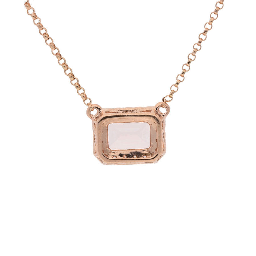 Eliza 18K Rose Gold Emerald Cut Madagascar Morganite Pendant