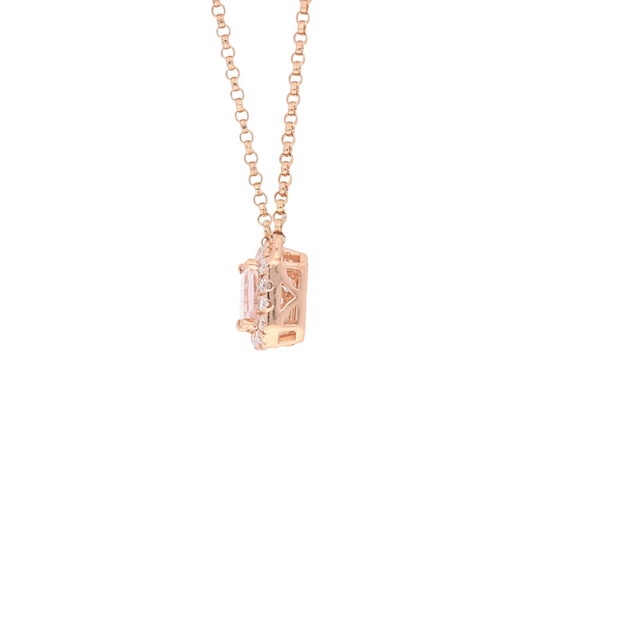 Eliza 18K Rose Gold Emerald Cut Madagascar Morganite Pendant