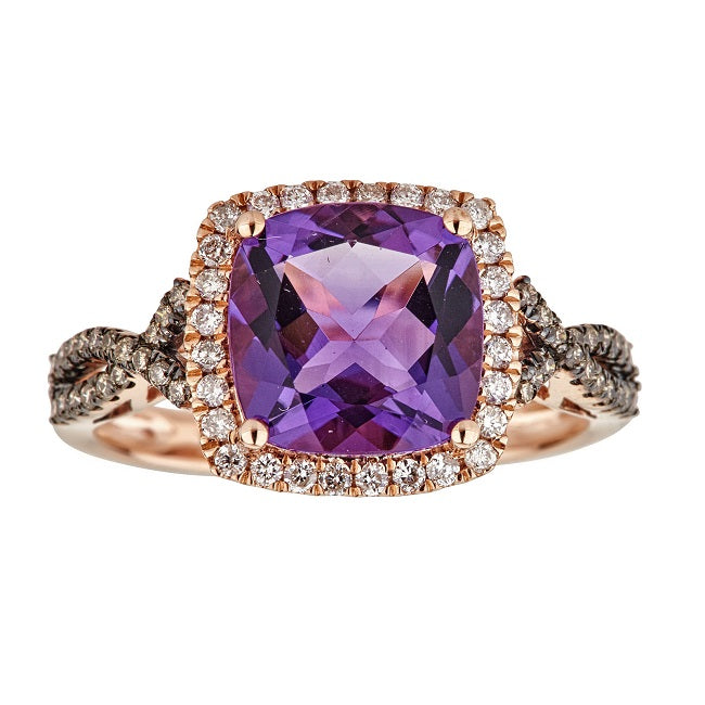 Ryder 10K Rose Gold Princess-Cut Brazilian Amethyst Ring