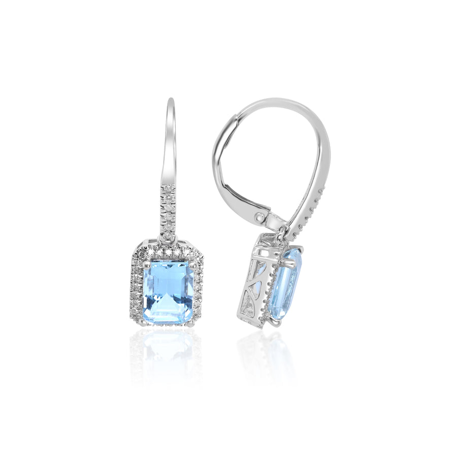 Esme 14K White Gold Emerald-Cut Brazilian Aquamarine Earring