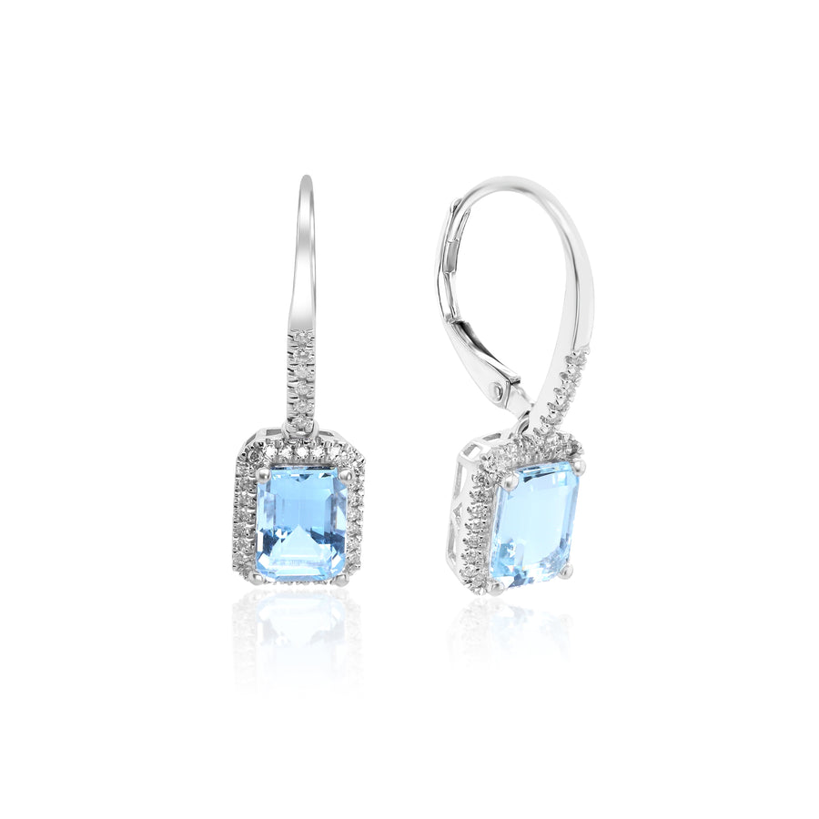 Esme 14K White Gold Emerald-Cut Brazilian Aquamarine Earring