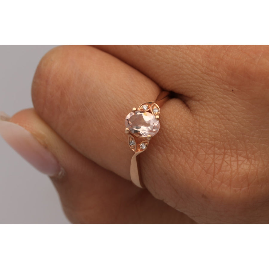 Sarah 10K Rose Gold Oval-Cut Madagascar Morganite Ring