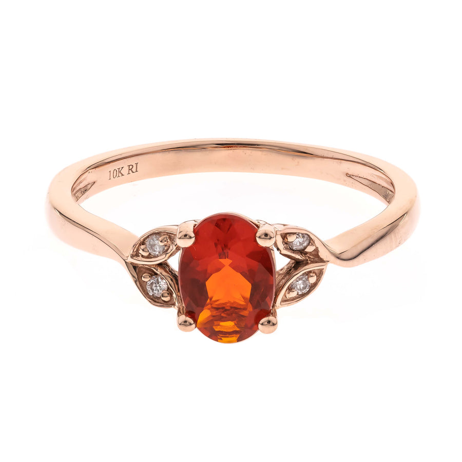 Molly 10K Rose Gold Oval-Cut Mexican Fire Opal Ring