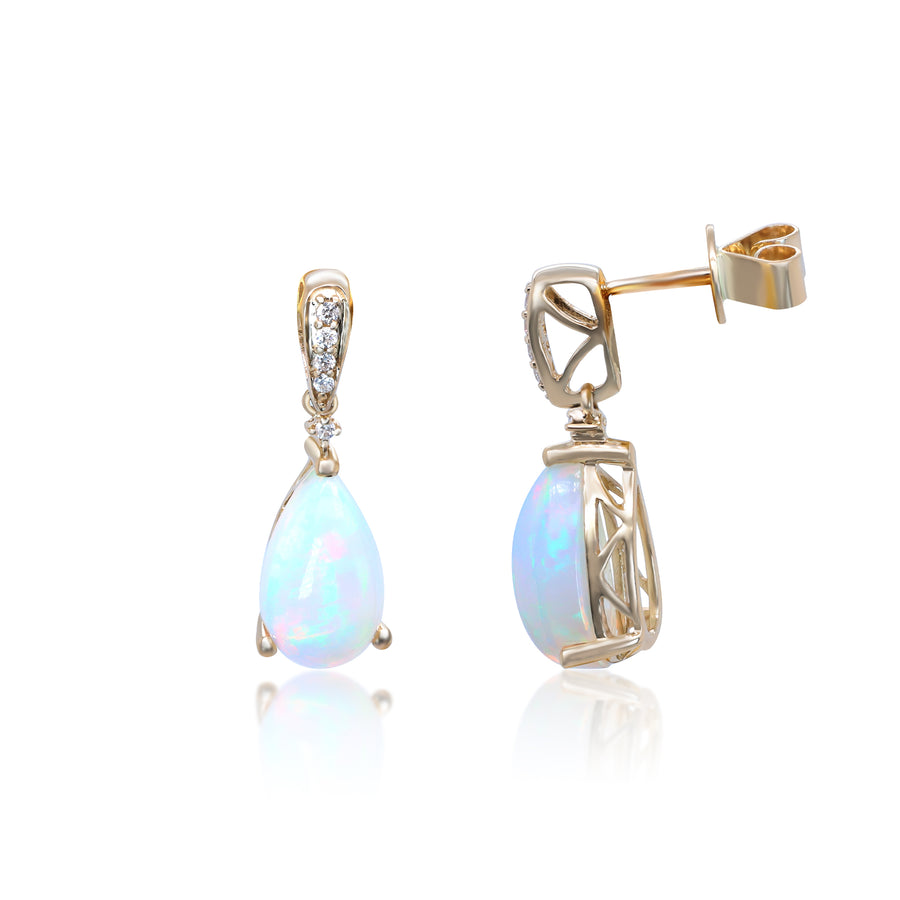 Alazne 14K Yellow Gold Pear-Cut Natural African Opal Earring