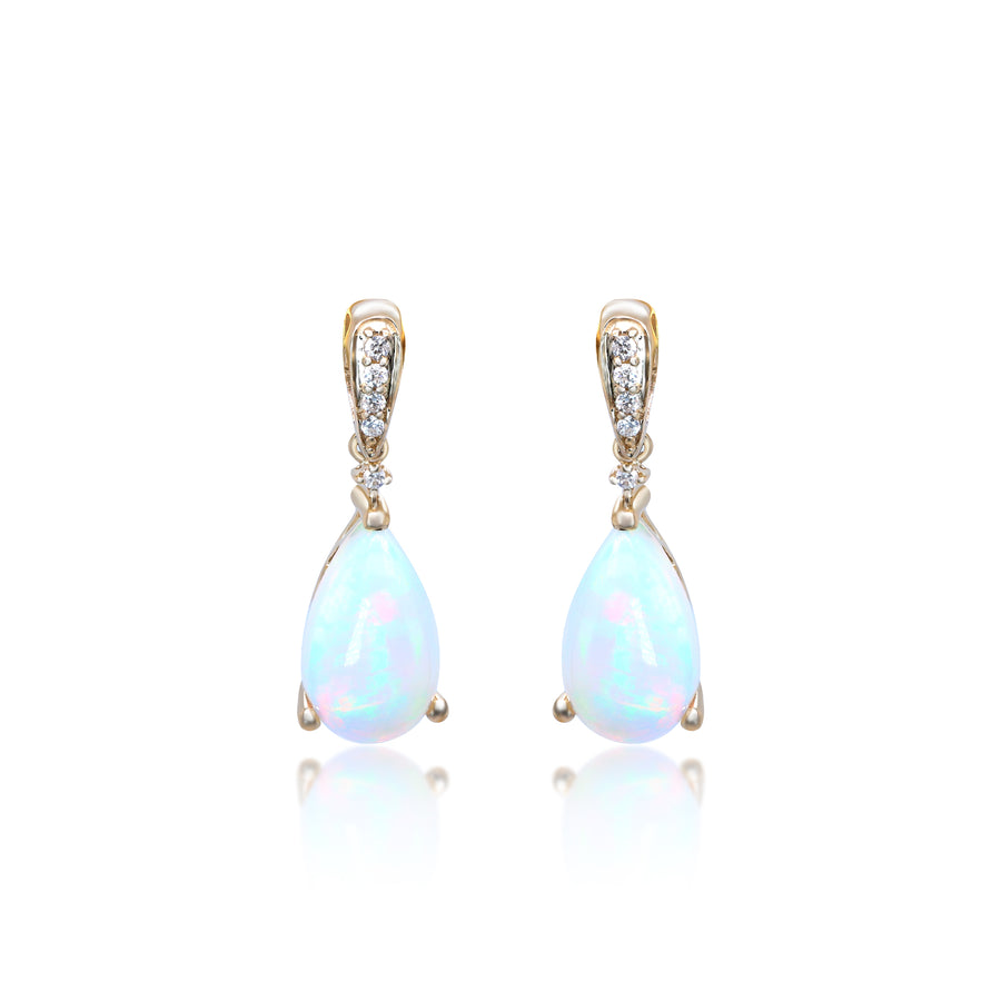 Alazne 14K Yellow Gold Pear-Cut Natural African Opal Earring