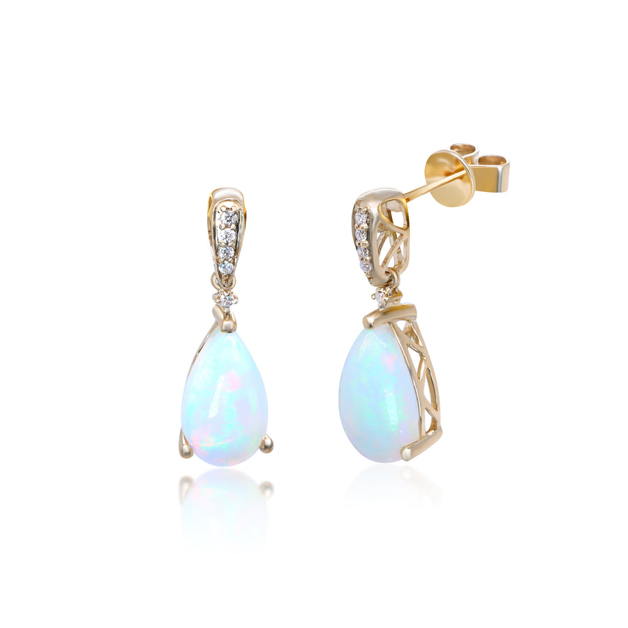 Alazne 14K Yellow Gold Pear-Cut Natural African Opal Earring