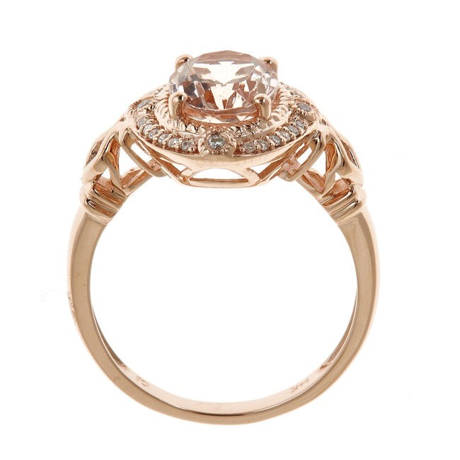 Clara 14K Rose Gold Oval Cut Madagascar Morganite Ring