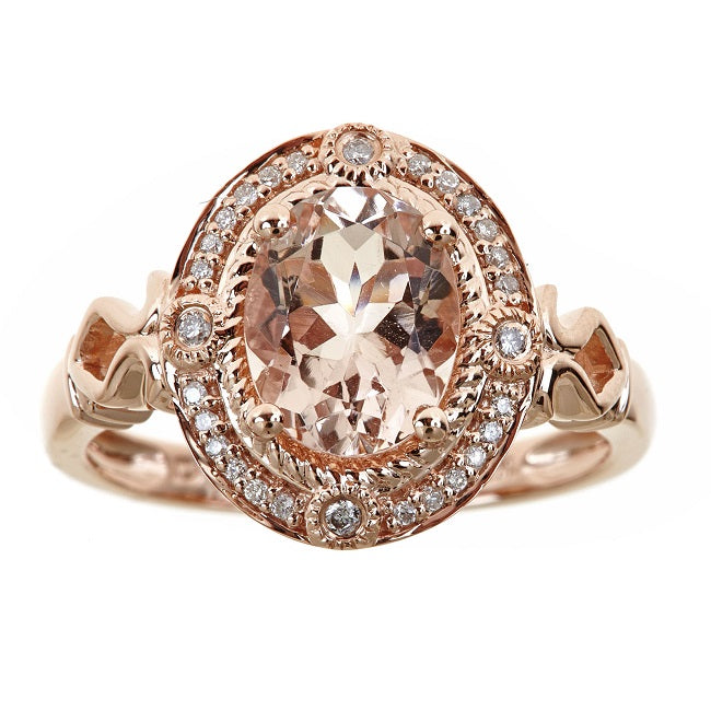 Clara 14K Rose Gold Oval Cut Madagascar Morganite Ring