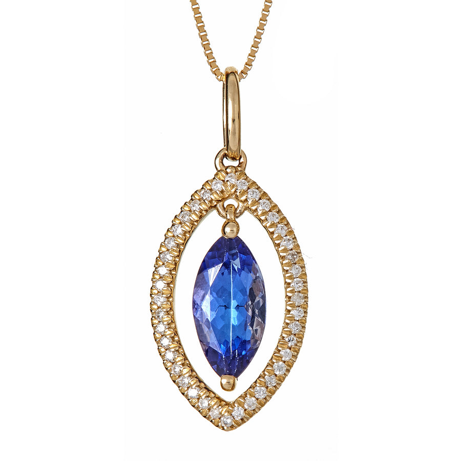 Vida 14K Yellow Gold Marquise-Shape Tanzanian Tanzanite Pendant