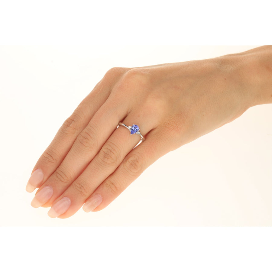 Laura 10K White Gold Pear-Cut Tanzanian Tanzanite Ring