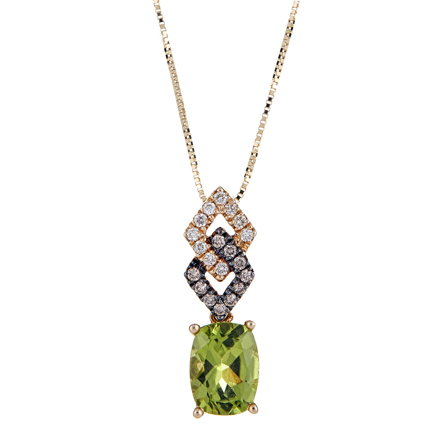 Robin 10K Yellow Gold Cushion-Cut Manchurian Peridot Pendant