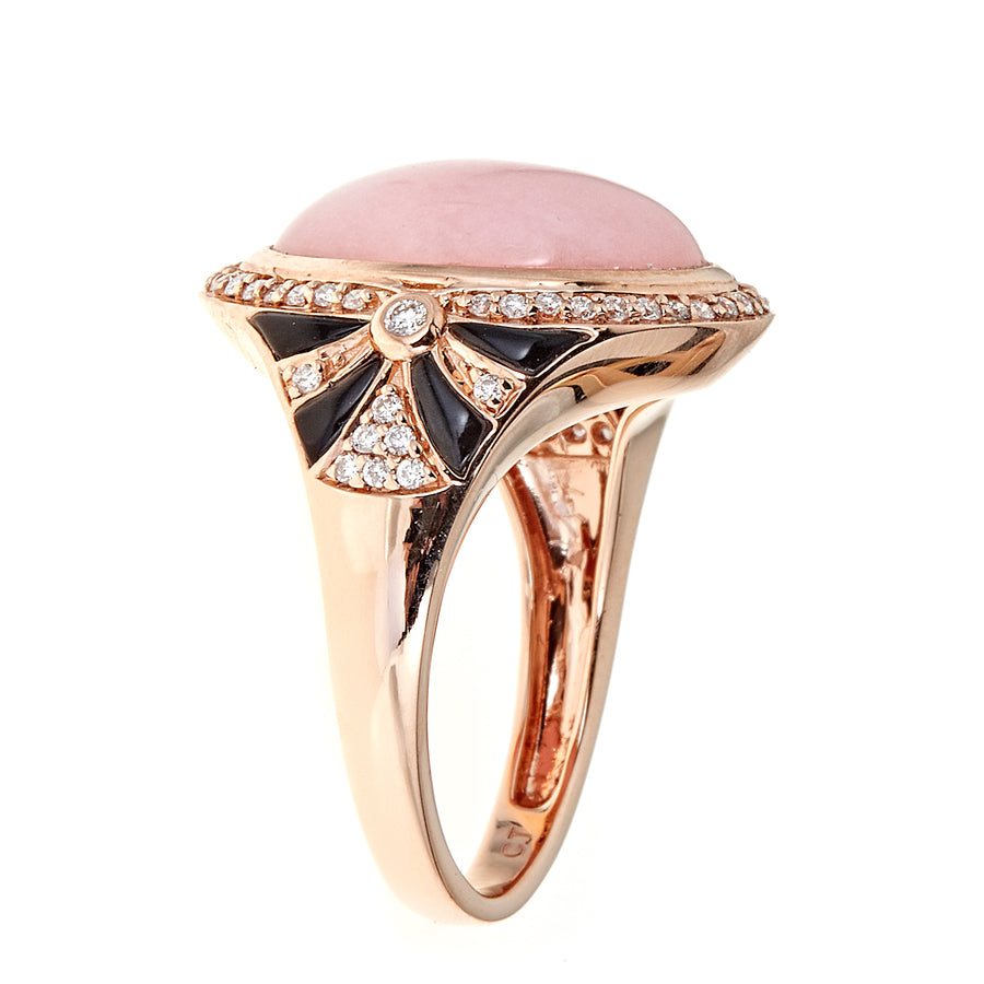 Valerie 14K Yellow Gold Oval-Cabochon Peruvian Pink Opal Ring