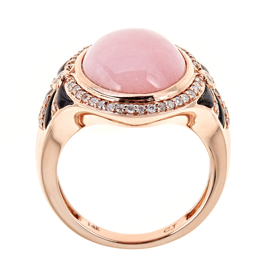 Valerie 14K Yellow Gold Oval-Cabochon Peruvian Pink Opal Ring