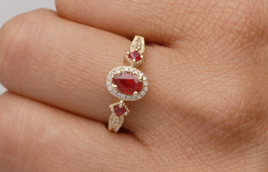 Ariana 14K Yellow Gold Round-cut Mozambique Ruby Ring